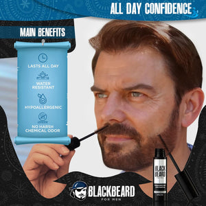 Blackbeard for Men Instant Beard Color – All Day Beard, Mustache, Eyebrow, and Sideburns Color – Temporary, Hypoallergenic Beard Dye Alternative – Up to 45 applications – Dark Brown, 3 Pack