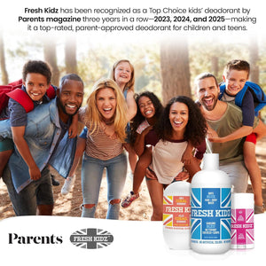 Fresh Kidz Roll On Deodorant for Kids and Teens - Baking Soda and Aluminum-free 24 Hour Protection for Sensitive Skin - Boys "Blue" 1.86 fl.oz.