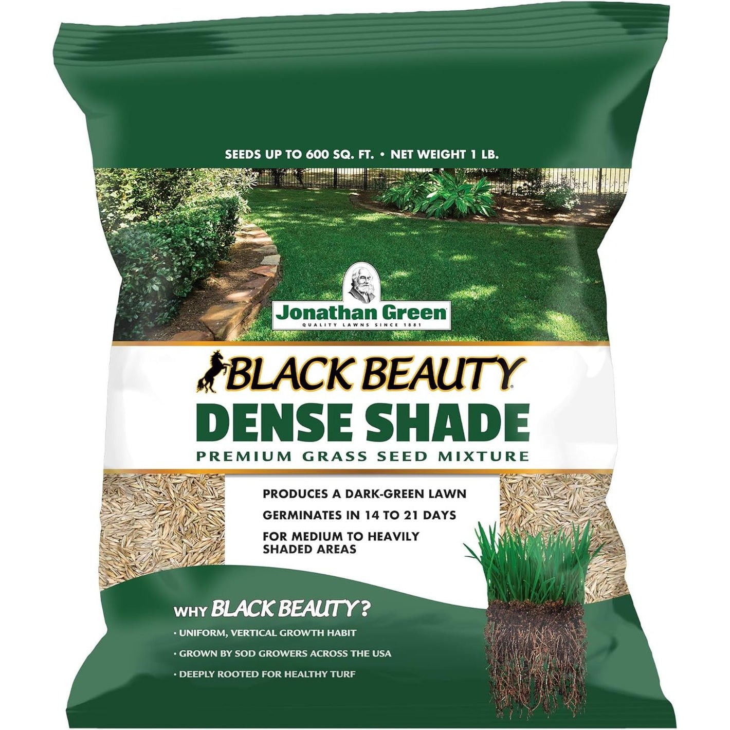 Jonathan Green (10622) Black Beauty Dense Shade Grass Seed - Cool Season Lawn Seed (1 lb)