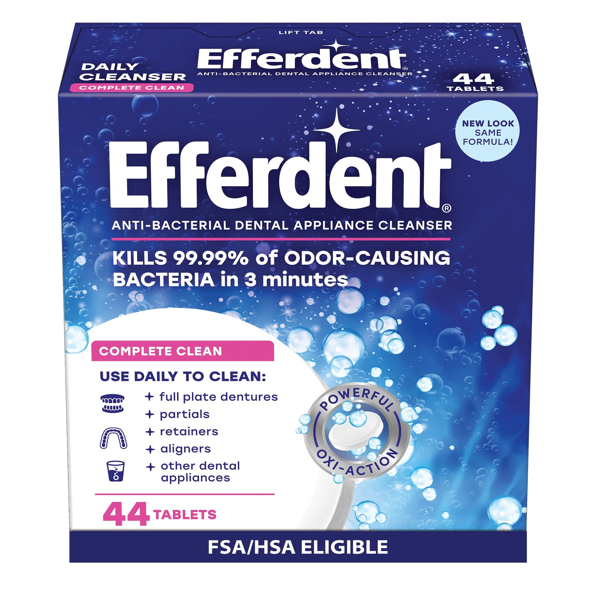 Buy now Efferdent Denture Cleaner Tablets – Dental Appliances, Aligners, Mouth Guard, and Retainer Cleaner Tablets, Complete Clean, 126 Count at indiglob india