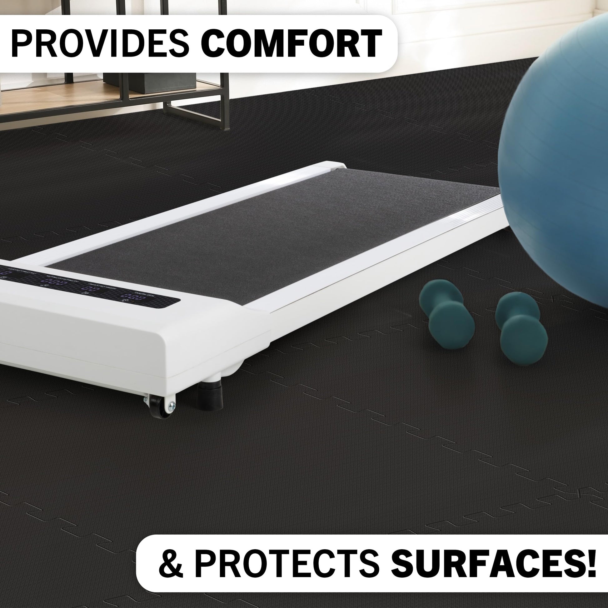 Buy now EVA Foam Mat Tiles 6-Pack - 24 SQ FT of Interlocking Padding for Garage, Playroom, or Gym Flooring - Workout Mat or Baby Playmat by Stalwart (Black) at indiglob india