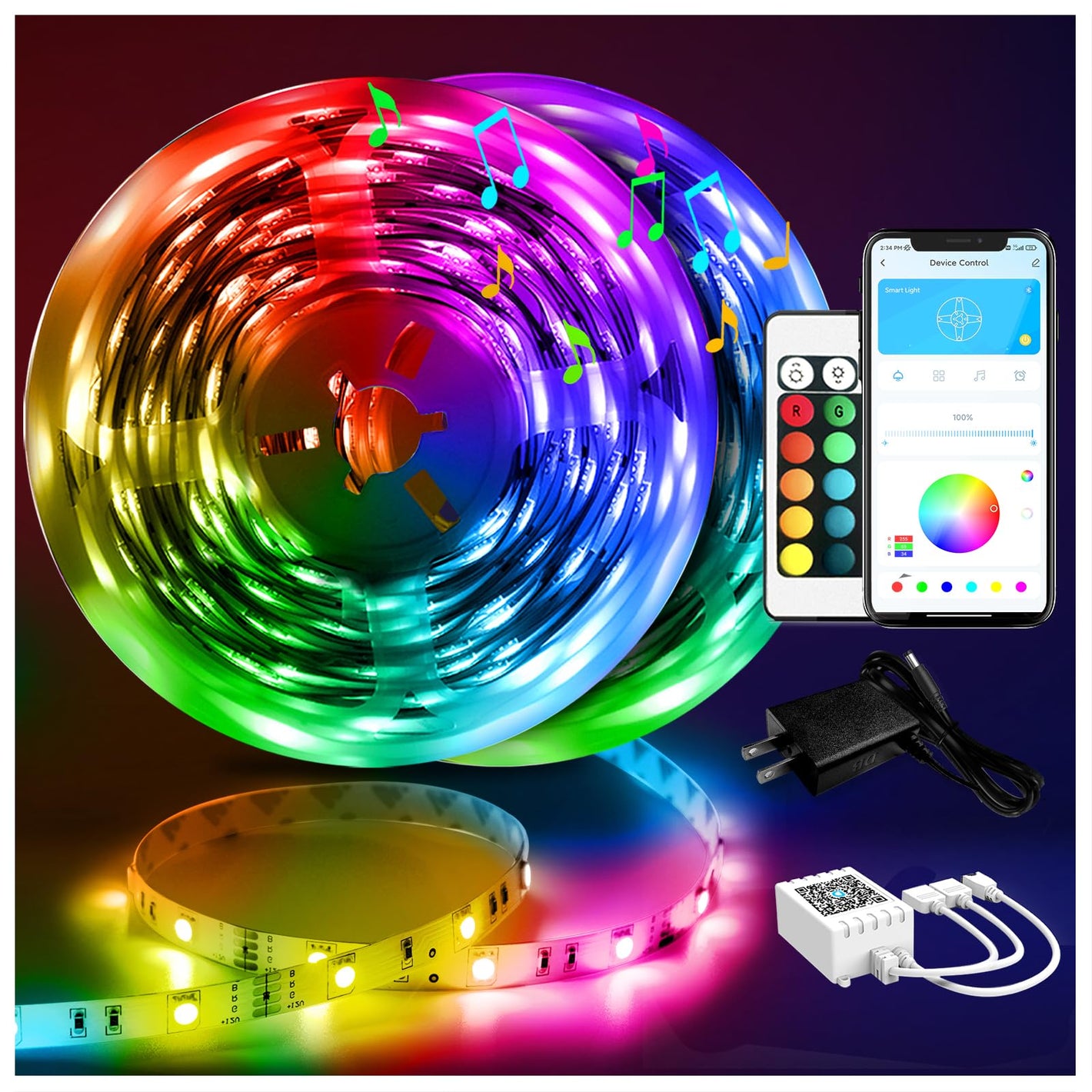 Buy now DAYBETTER Led Strip Lights 100 ft Smart with App Remote Control, 5050 RGB for Bedroom, Living Room, Home Decoration, Music Sync Color Changing for Room Party(2 Rolls of 50 ft) at indiglob india