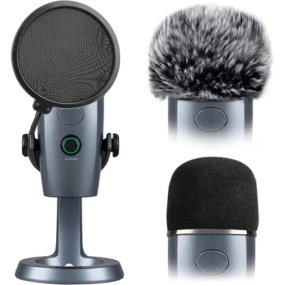 ChromLives Windscreen Microphone Wind Muff, Foam Wind Screen Wind Cover Compatible with Zoom H5 H6 Portable Handy Recorder Furry & Foam 2Pack