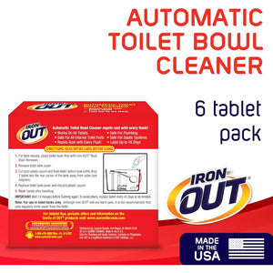 Iron OUT Automatic Toilet Bowl Cleaner Tablets, Helps Remove and Prevent Rust Stains with Every Flush, Lasts up to 45 Days, Made in the USA, 6 Tablets