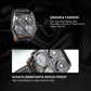 Avaner Mens Punk Watch, Unique Big Face Dual Time Zone Wristwatch, Analog Quartz Leather Strap Sport Watches with Decorative Compass and Thermometer Dial