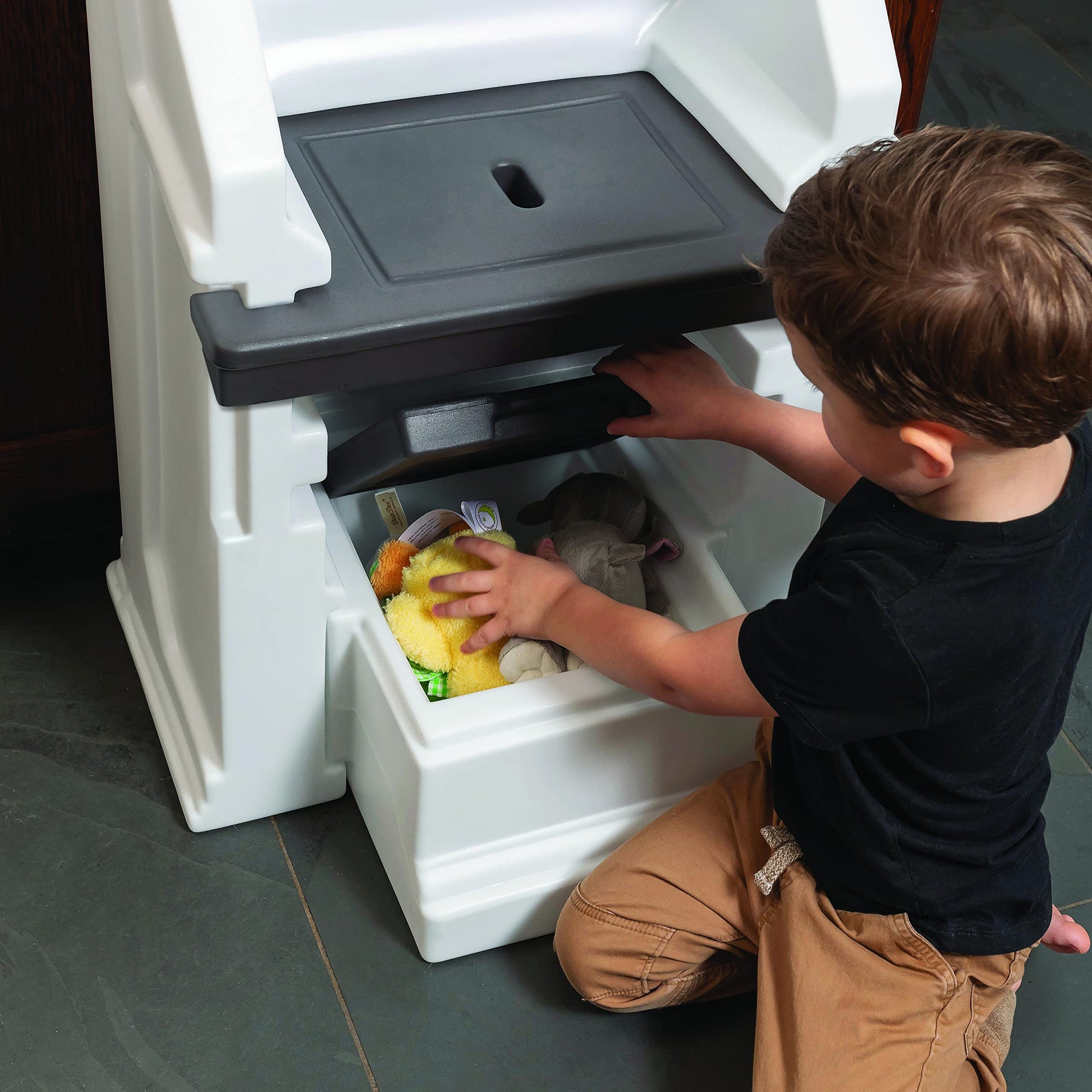 Buy now Step2 Mobile Helper, Toddler Step Stool & Tower Stand, Adjustable Height & Built-in Storage, Non-Slip Feet, Includes Safety Bar, Easy Wipe Down, for Kids 1.5+ Years Old at indiglob india