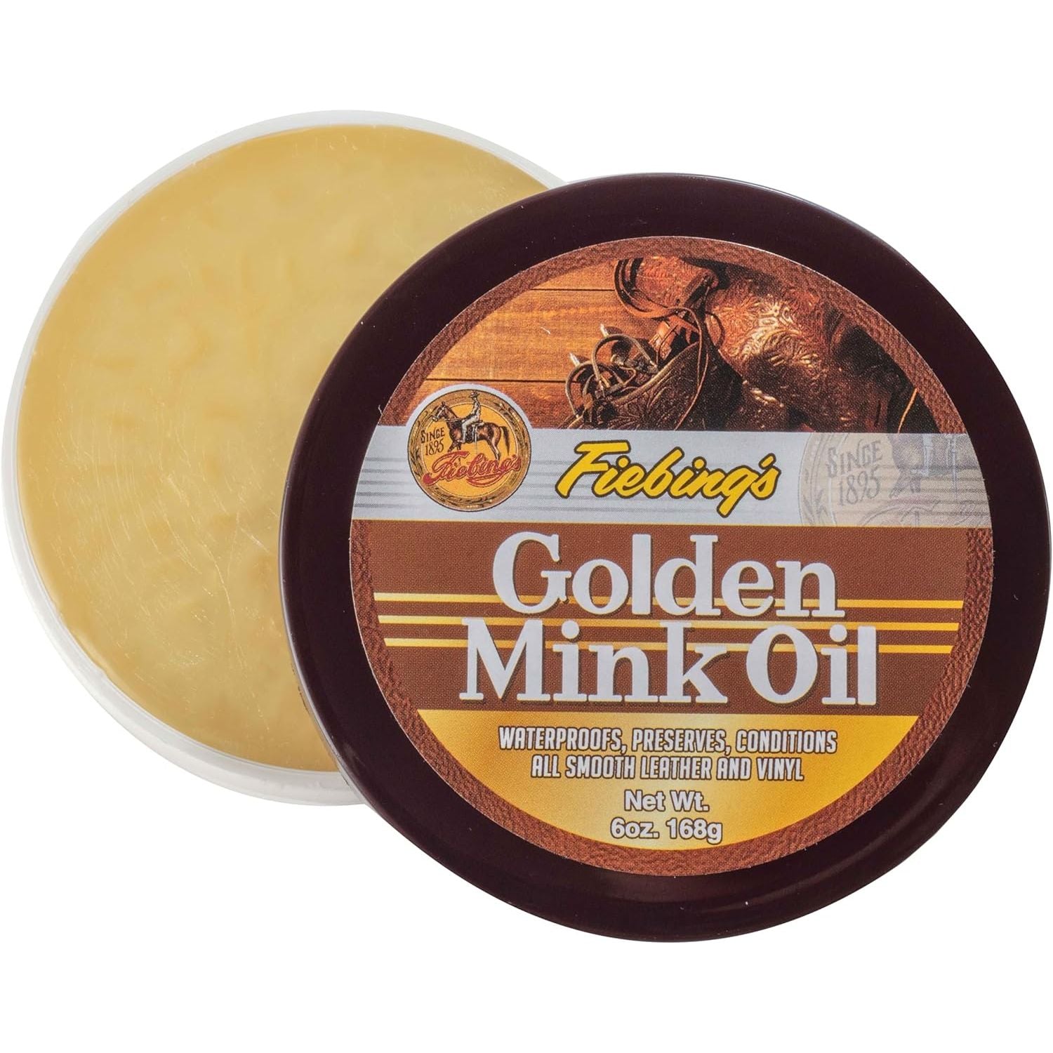 Buy now Fiebing's Golden Mink Oil for Leather Boots (6 oz) - Leather Cleaner & Conditioner - Waterproof, Preserve, Soften All Smooth Leathercraft & Vinyl - Prevents Salt Stains - Use On Couch, Shoe, Purse at indiglob india