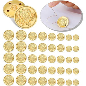 40 Pcs Metal Blazer Button Set Vintage Gold Buttons Sewing Buttons Gold Buttons Emblem Shank Buttons for Blazer Brass Buttons for Blazer Suits Sport Coat Uniform Jacket (10) - My Store