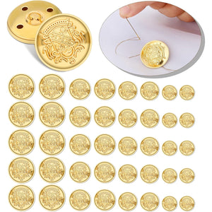 40 Pcs Metal Blazer Button Set Vintage Gold Buttons Sewing Buttons Gold Buttons Emblem Shank Buttons for Blazer Brass Buttons for Blazer Suits Sport Coat Uniform Jacket (10)