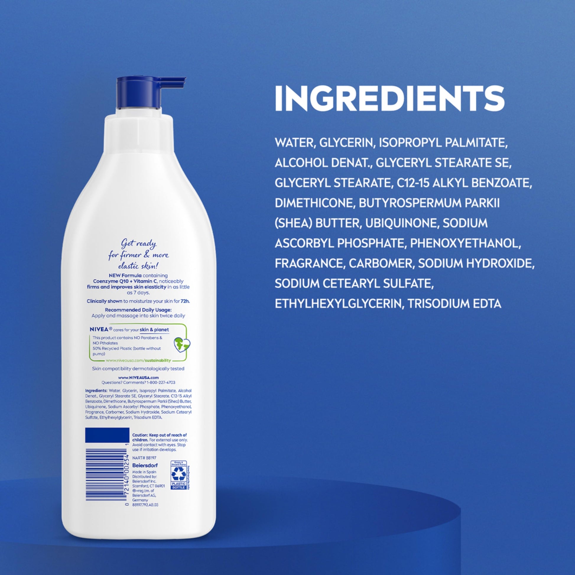 Buy now NIVEA Sheer Hydration Skin Firming Body Lotion with Q10 and Vitamin C, 72-Hour Body Moisturizer for Normal to Dry Skin, 16.9 Fl Oz Pump Bottle, Pack of 3 at indiglob india