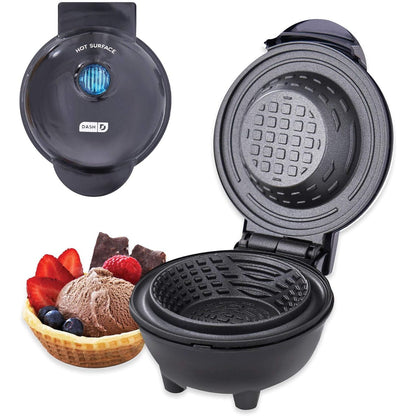 Dash Mini Waffle Bowl Maker for Breakfast, Burrito Bowls, Ice Cream and Other Sweet Desserts, Recipe Guide Included - Red