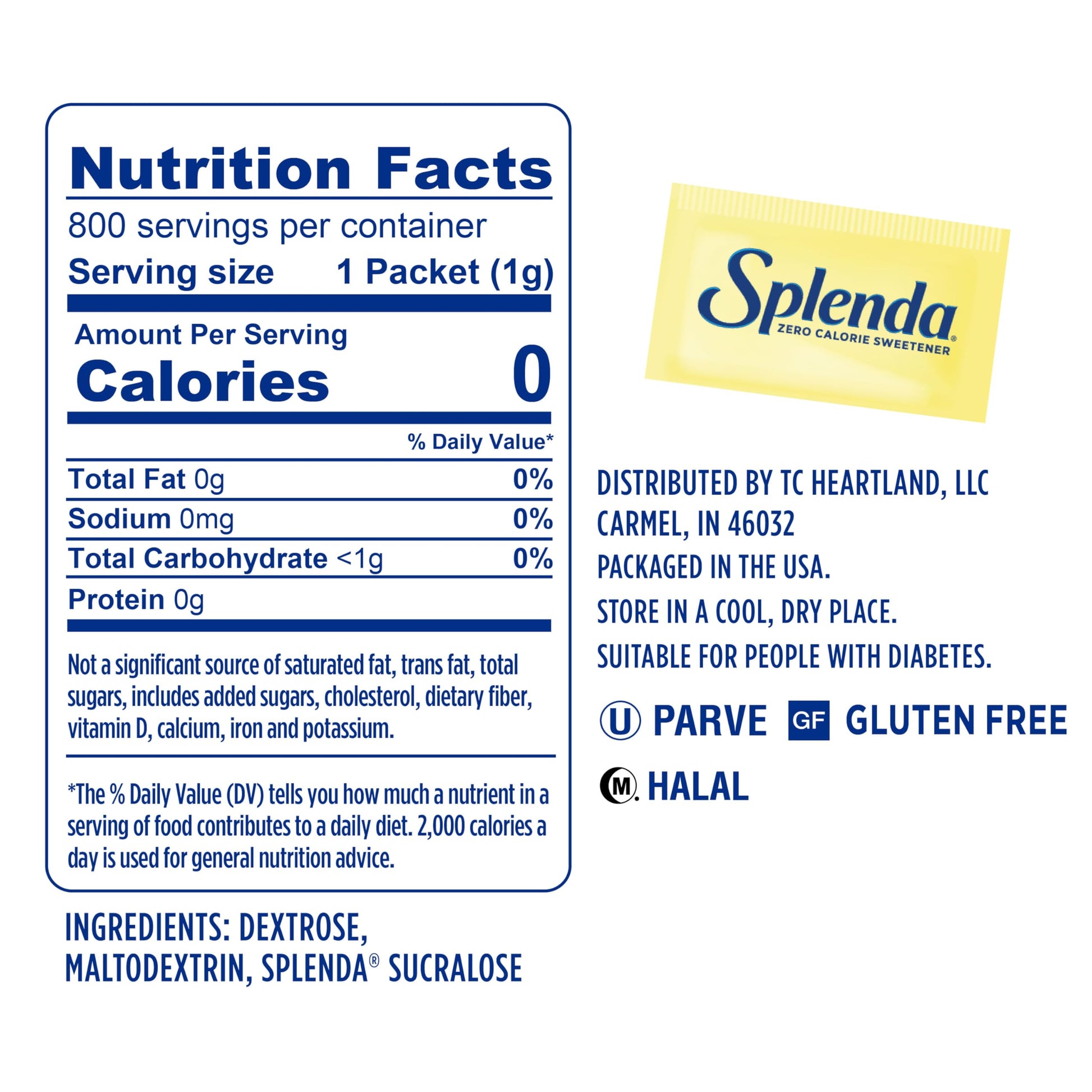 Buy now SPLENDA Zero Calorie Sweetener Value Pack, 800 Count Packets at indiglob india