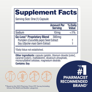 AZO Bladder Control with Go-Less Daily Supplement | Helps Reduce Occasional Urgency, leakage due to laughing, sneezing and exercise††† | 72 Capsules