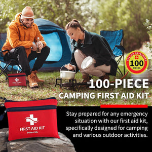 Protect Life Survival First Aid Kit for Home/Business, Camping Survival Kits | Mini Travel First Aid Kit | Camping Equipment | Small Kits for Car | Outdoor Emergency Survivals Pack - 100pcs