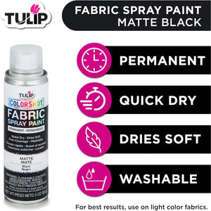 Tulip ColorShot Instant Fabric Spray Paint, Permanent Color Spray-On Fabric Paint, 3oz. Black