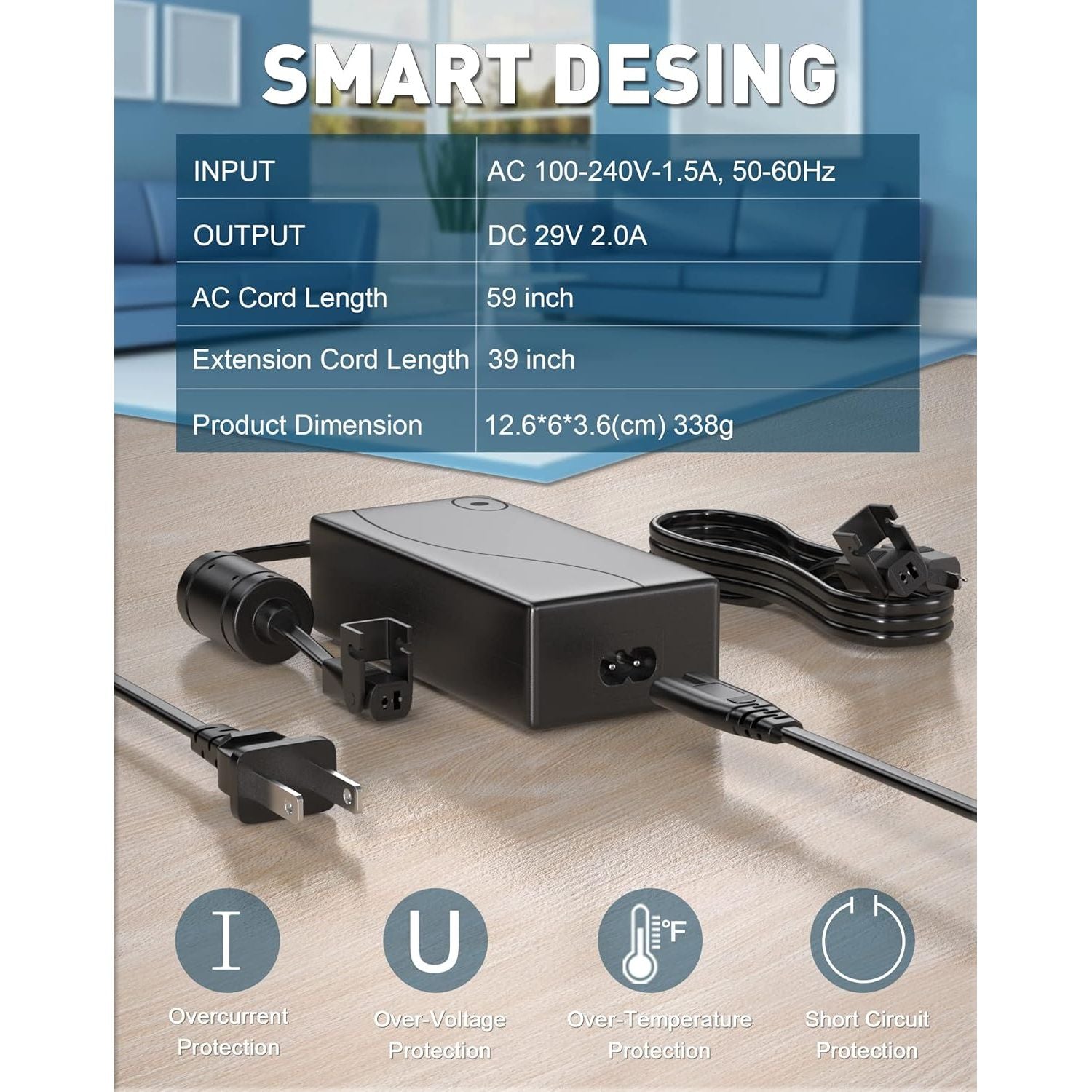 Buy now Recliner Power Supply, Ponkor AC/DC Switching Power Supply Transformer 2-pin 29V 2A Adapter with Extension Cord for Lift Chair or Power Recliner Limoss OKIN at indiglob india