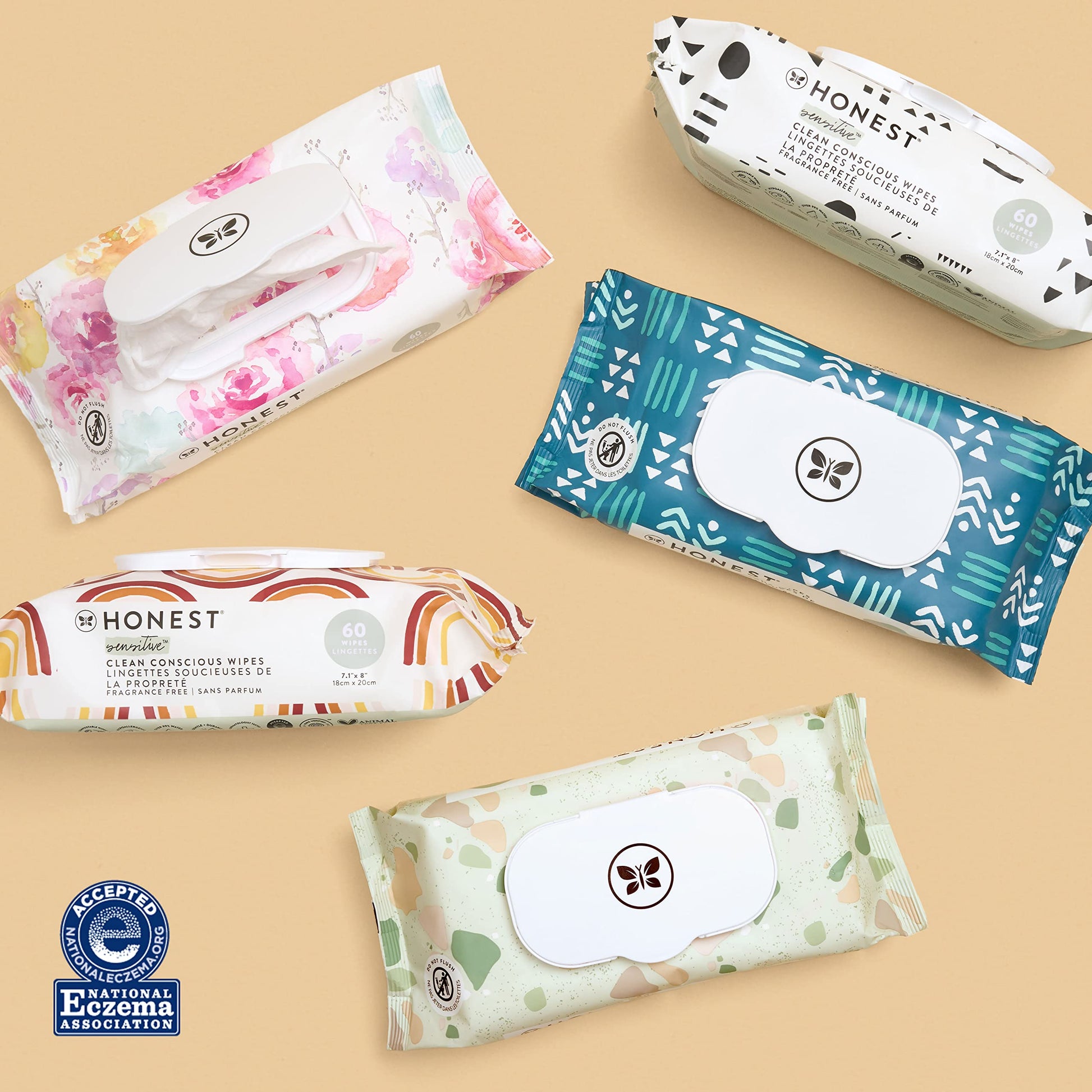 Buy now The Honest Company Hypoallergenic Multi-Use Baby Wipes for Sensitive Baby Skin Rainbow 60 Count at indiglob india