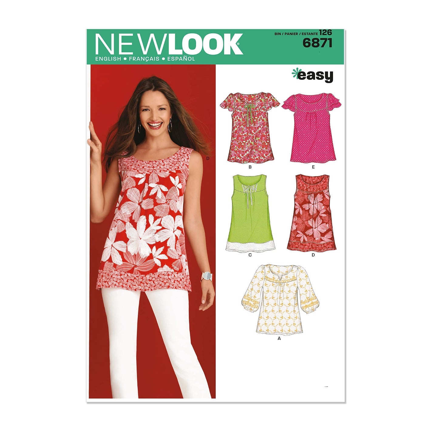 Buy now Simplicity U06871A New Look Easy to Sew Misses' Pullover Tunic and Top Sewing Pattern Kit, Code 6871, Sizes 10-22 at indiglob india