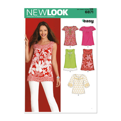 Buy now Simplicity U06871A New Look Easy to Sew Misses' Pullover Tunic and Top Sewing Pattern Kit, Code 6871, Sizes 10-22 at indiglob india
