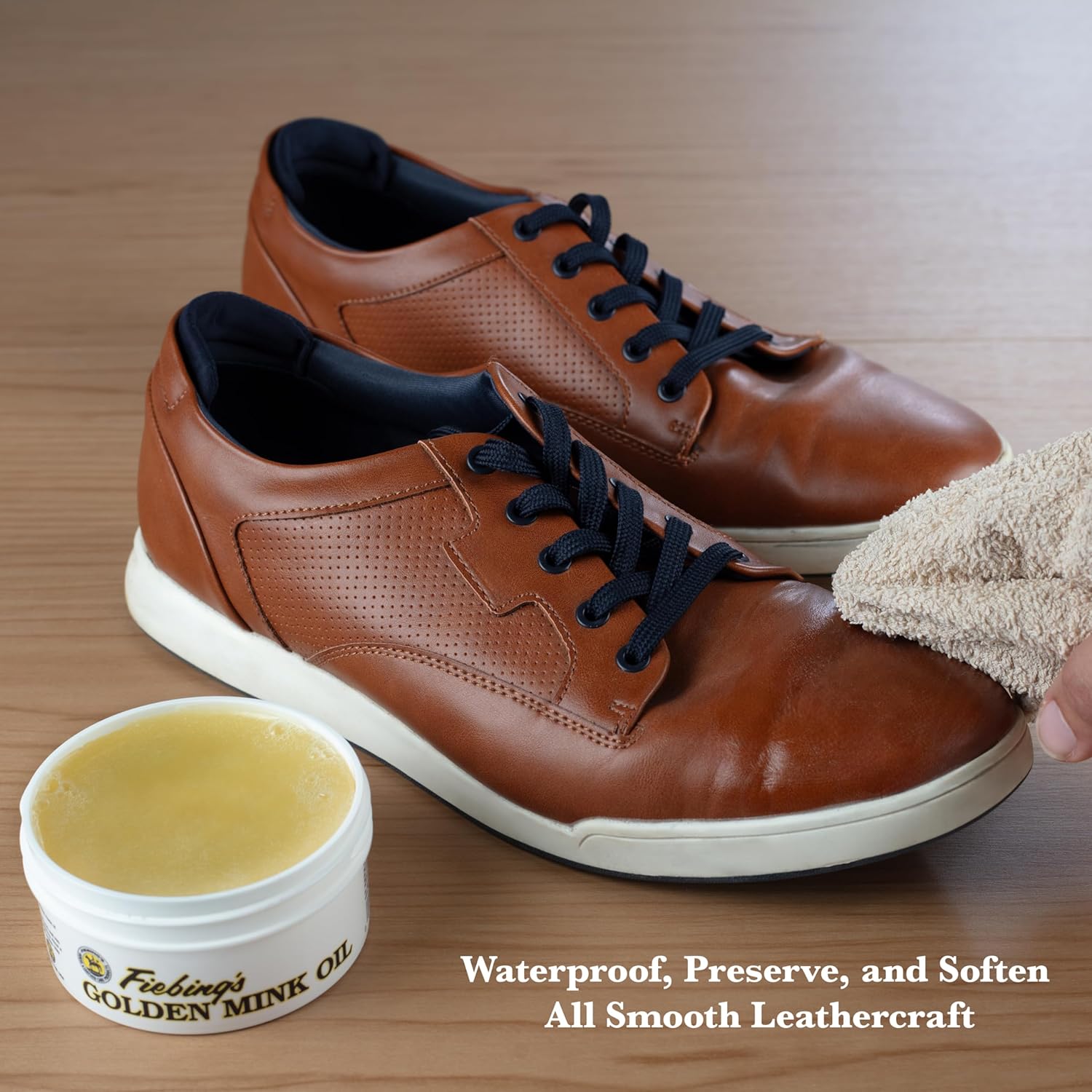 Buy now Fiebing's Golden Mink Oil for Leather Boots (6 oz) - Leather Cleaner & Conditioner - Waterproof, Preserve, Soften All Smooth Leathercraft & Vinyl - Prevents Salt Stains - Use On Couch, Shoe, Purse at indiglob india