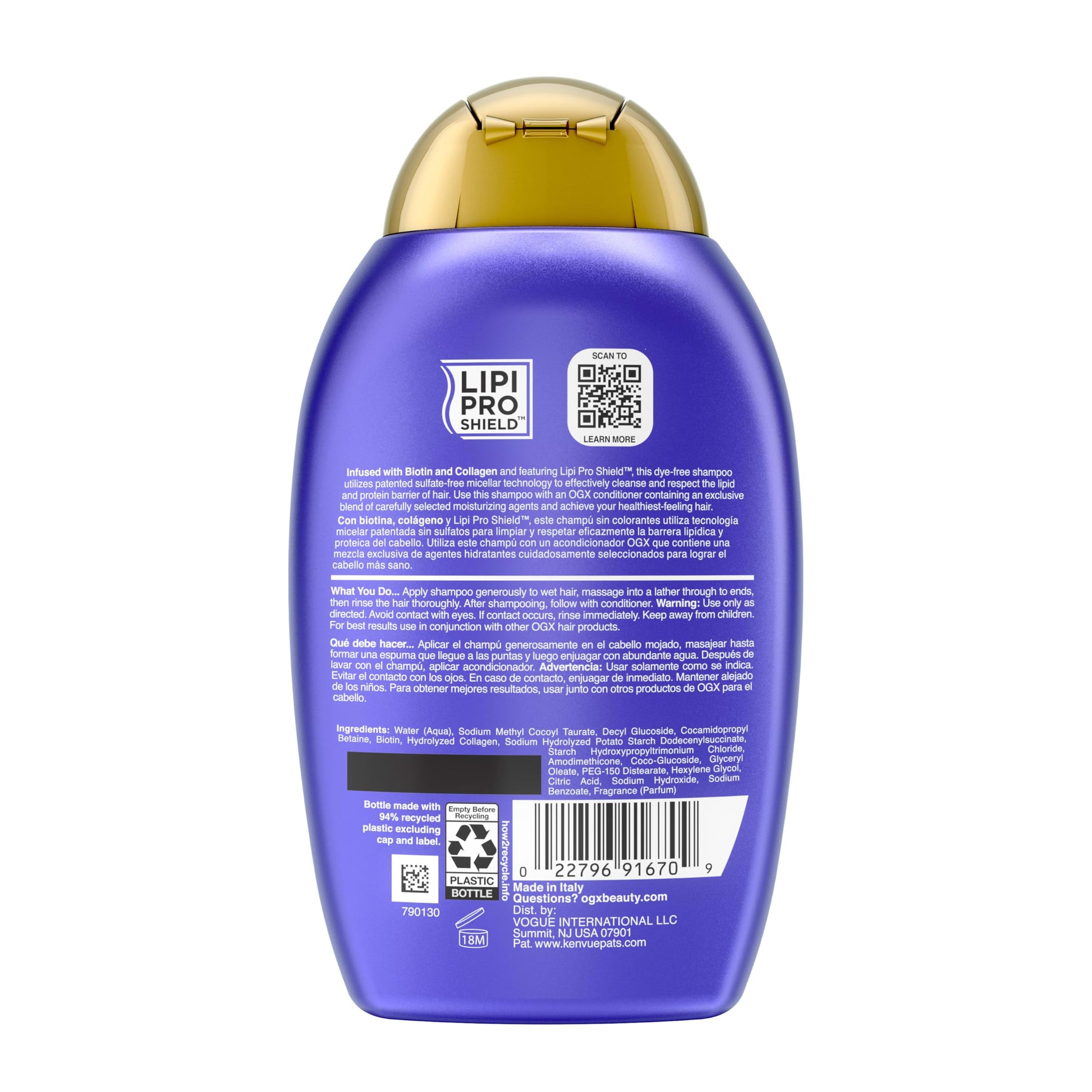 Buy now OGX Thick & Full + Biotin & Collagen Volumizing Shampoo, Nutrient-Infused Hair Shampoo with Vitamin B7 Biotin Gives Hair Volume & Body for 72+ Hours, Sulfate-Free Surfactants, 13 fl. oz at indiglob india