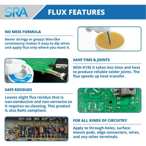 SRA Solder 135 Rosin Paste Soldering Flux For Electronics, No Clean Flux Made for Lead and Lead-Free Solder Circuit Boards and Copper Electrical Wire - Safe Clean Residues with No Goopy Mess (2oz Jar)
