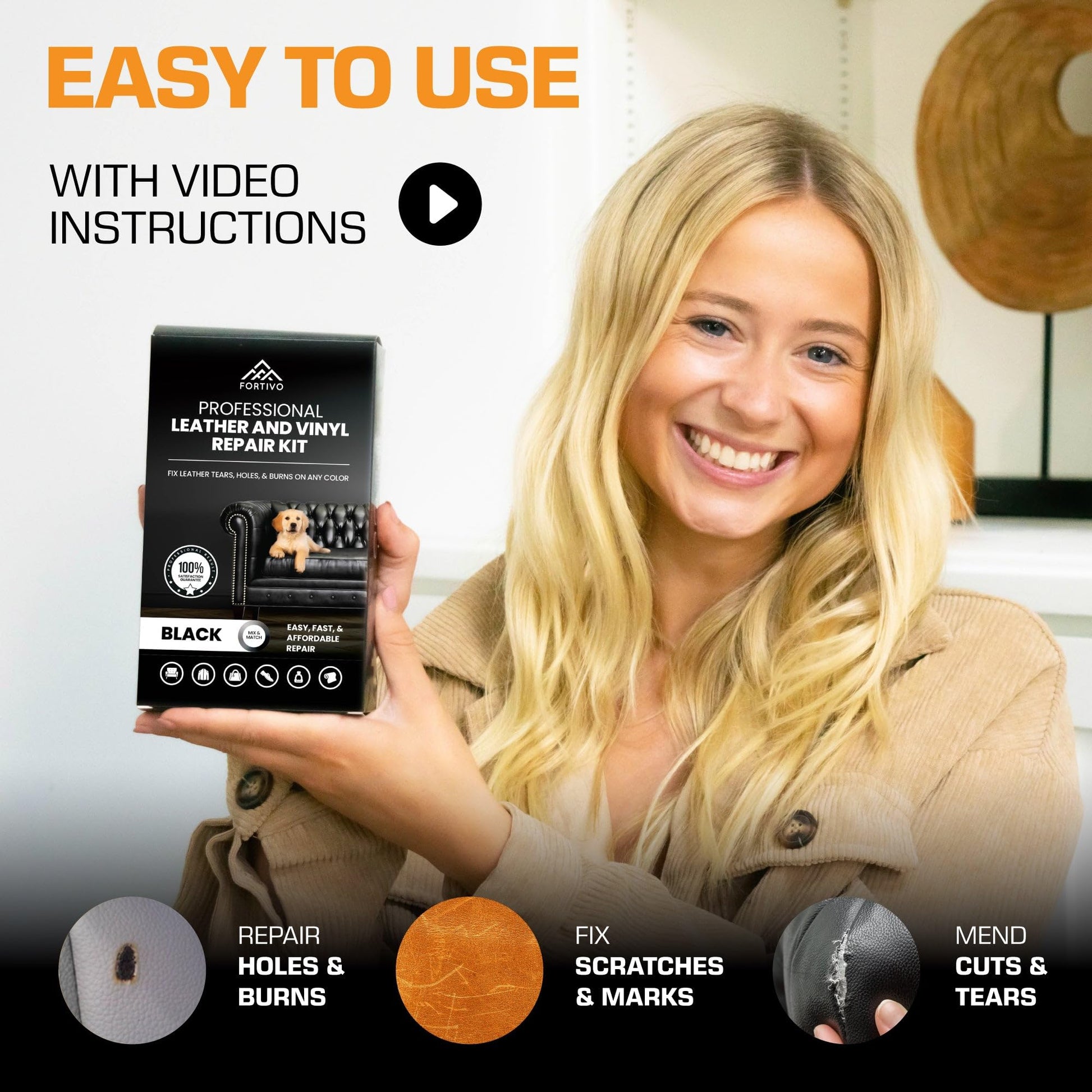 Buy now Professional Black Leather Repair Kit for Furniture, Couches, Boots, and Purses, Scratch Repair and Car Leather Restoration, All-Inclusive Vinyl Repair Kit, Quick and Easy to Use at indiglob india