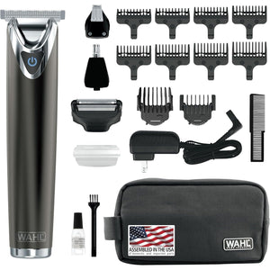 WAHL USA Stainless Steel Lithium Ion 2.0+ Slate Beard Trimmer for Men - Electric Shaver, Nose Ear Trimmer, Rechargeable All in One Men's Grooming Kit - Model 9864