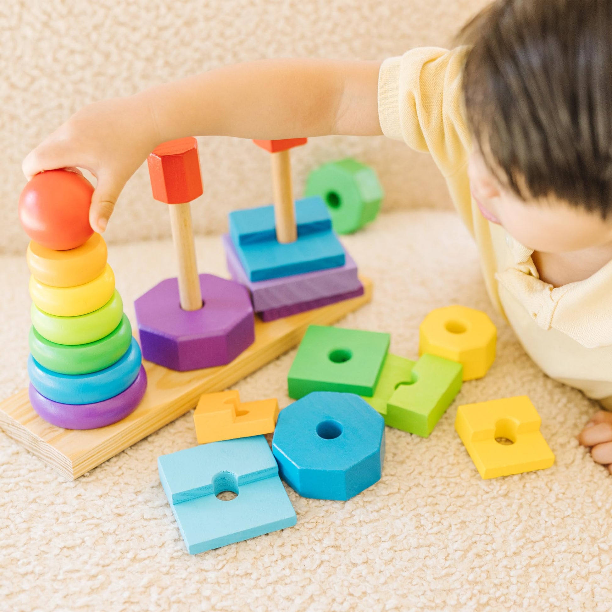 Buy now Melissa & Doug Geometric Stacker - Wooden Educational Toy,25 count(pack of 1) at indiglob india