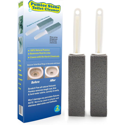 Pumice Stone Toilet Brush for Cleaning Toilet Bowl with Handle, Pumice Stick for Toilet Cleaning, 2 Pack