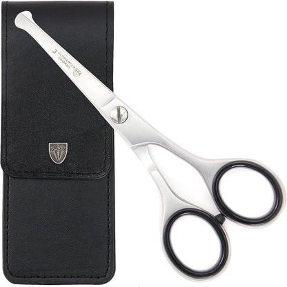 3 Swords Germany – professional BEARD MUSTACHE HAIR SCISSORS, stainless steel, straight blade, sharp, with black case
