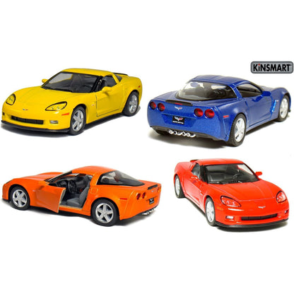 KINSMART 2007 Corvette Z06 5inch 1:36 Scale 5 Inch Die Cast Metal Model American Muscle Toy Car. Pullback Action (Yellow)