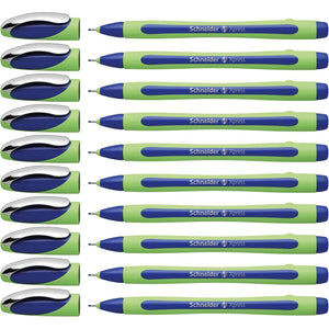 Schneider Xpress Premium Fineliner, 0.8 mm Porous Point, Light Green Barrel, Blue Ink, Box of 10 Pens (190003)