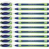 Schneider Xpress Premium Fineliner, 0.8 mm Porous Point, Light Green Barrel, Blue Ink, Box of 10 Pens (190003) - Blue