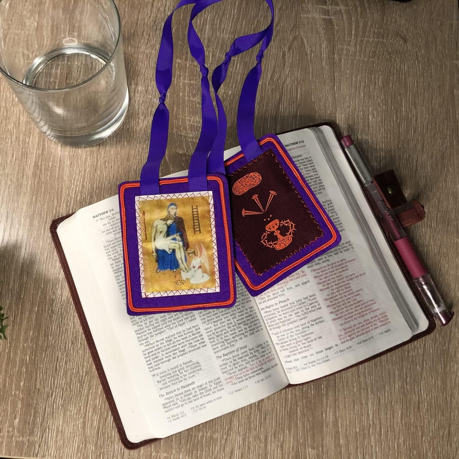 Buy now Scapulars Catholic,Purple Scapular of Benediction and Protection, Scapular of Marie Julie Jahenny, Escapularios Catolicos, Handmade Scapulars Catholic Necklace Gift for Church Religious Decor at indiglob india