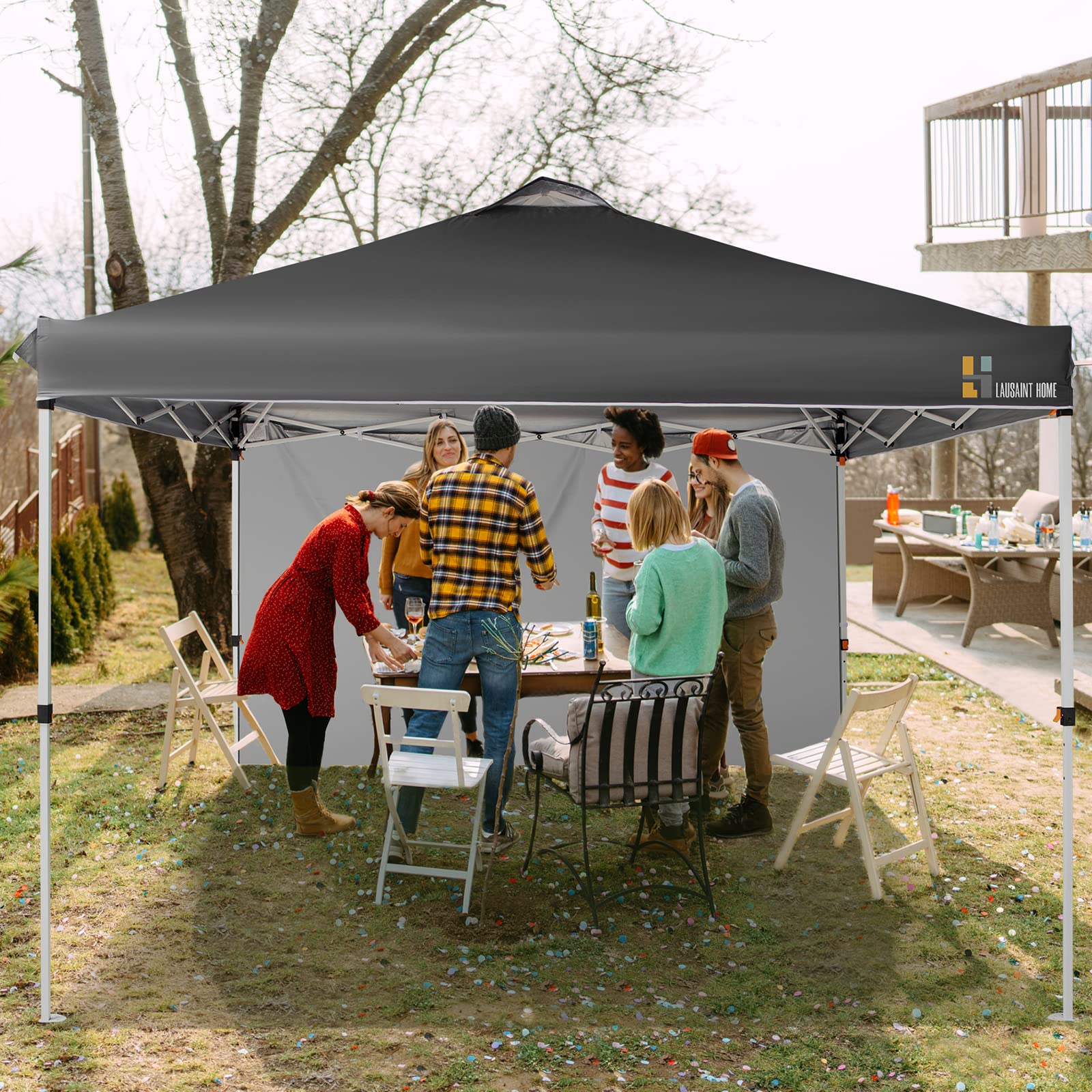 Buy now LAUSAINT HOME 10x10 Instant SunWall for Gazebo Pop up Canopy, 1 Pack Sidewall with Removable Velcro Straps for Outdoor Canopies Tent，UV30+ (Gray) at indiglob india