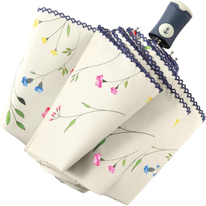 DBA FDJASGY Sun Umbrella Compact Folding Travel Umbrella Auto Open and Close for Windproof, Rainproof & 99.9% UV Protection Parasol with Black Anti-UV Coating