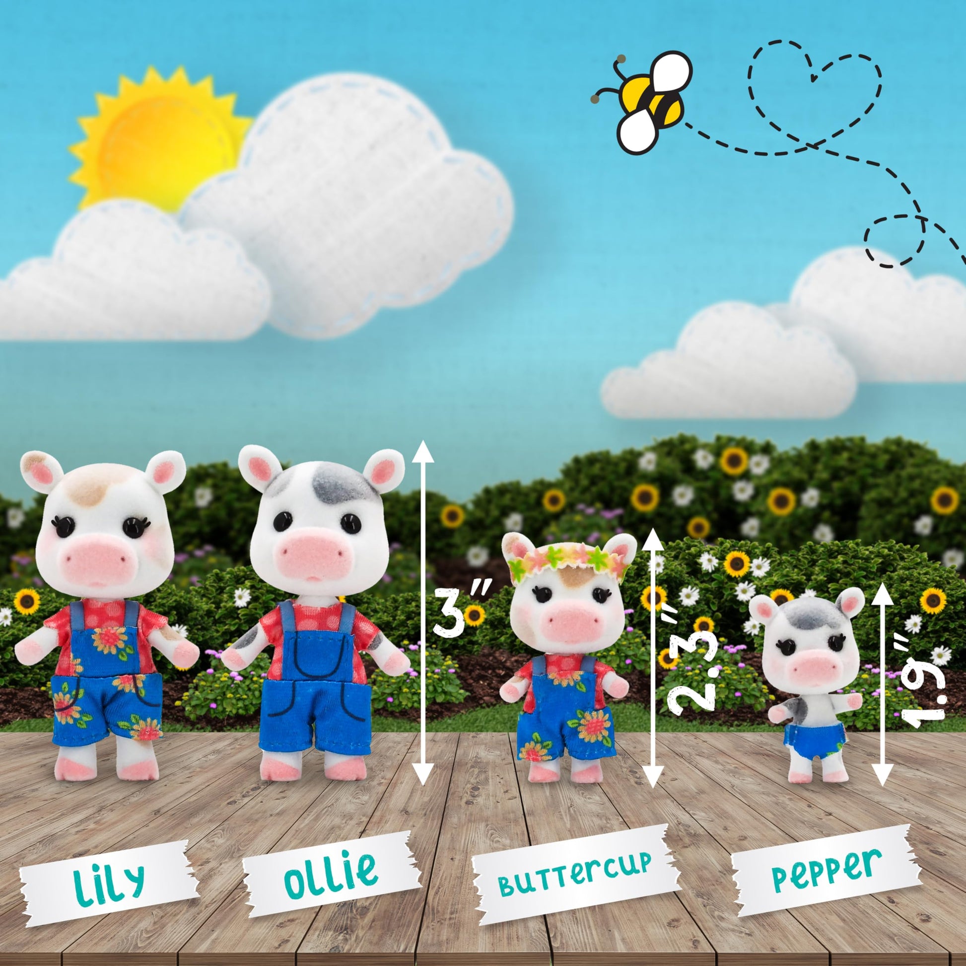 Buy now Honey Bee Acres The Cloverberrys Cow Family, 4 Miniature Doll Figures, Small at indiglob india