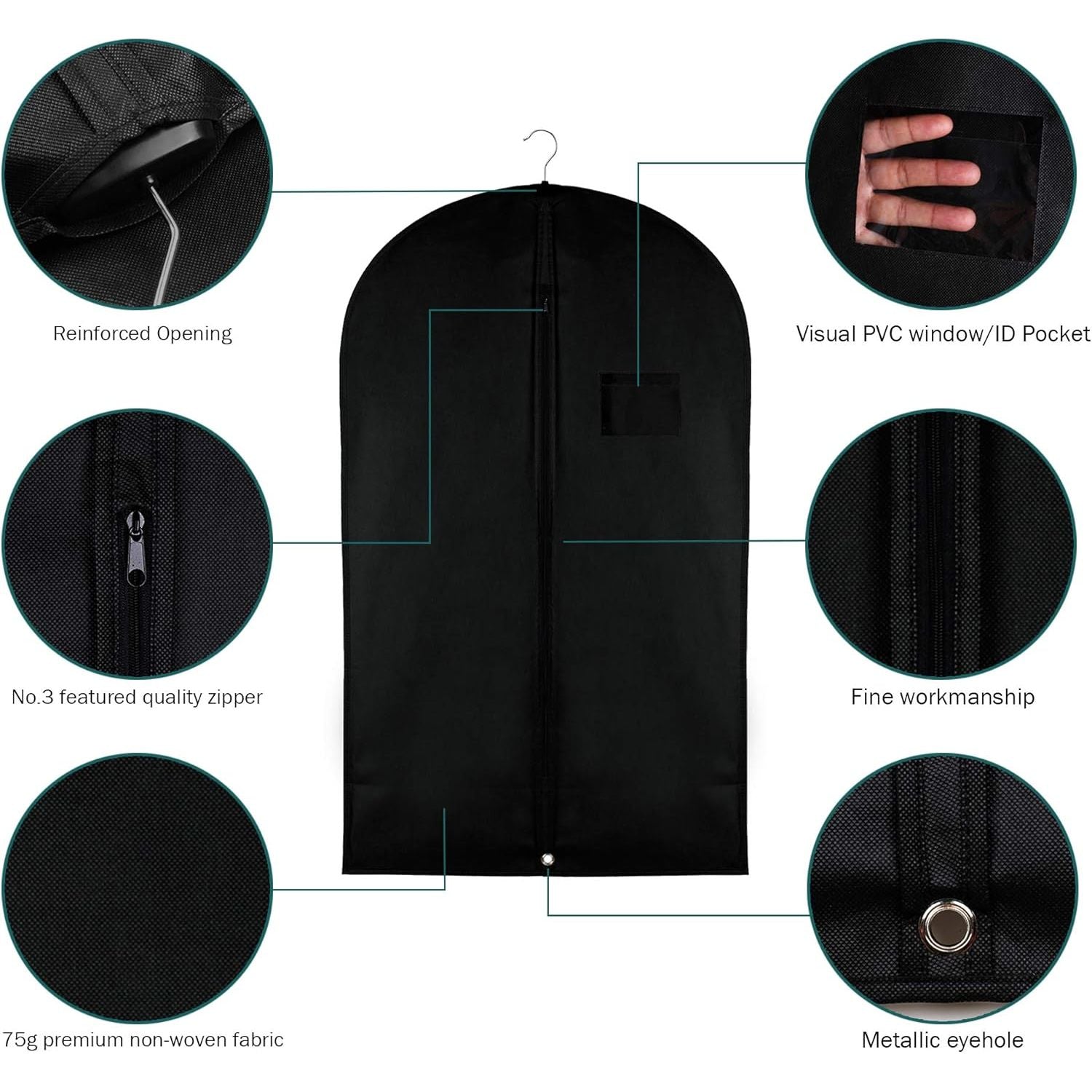 Buy now Garment Storage Bags Suit Bag - Travel 39.4 Inch Coat Covers Protector with Clear Window and ID Card Holder for Dress, Jacket, Uniform - Black, Set of 3 at indiglob india
