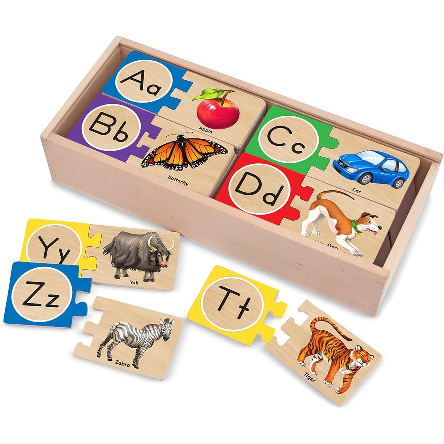 Melissa & Doug Self-Correcting Alphabet Wooden Puzzles with Storage Box (52 pcs) ABC Puzzles, Wooden Alphabet Puzzle for Kids Ages 4+