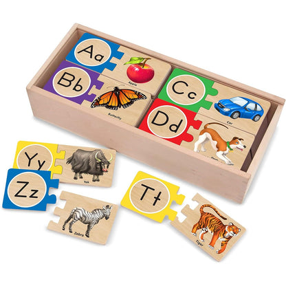 Melissa & Doug Self-Correcting Alphabet Wooden Puzzles with Storage Box (52 pcs) ABC Puzzles, Wooden Alphabet Puzzle for Kids Ages 4+