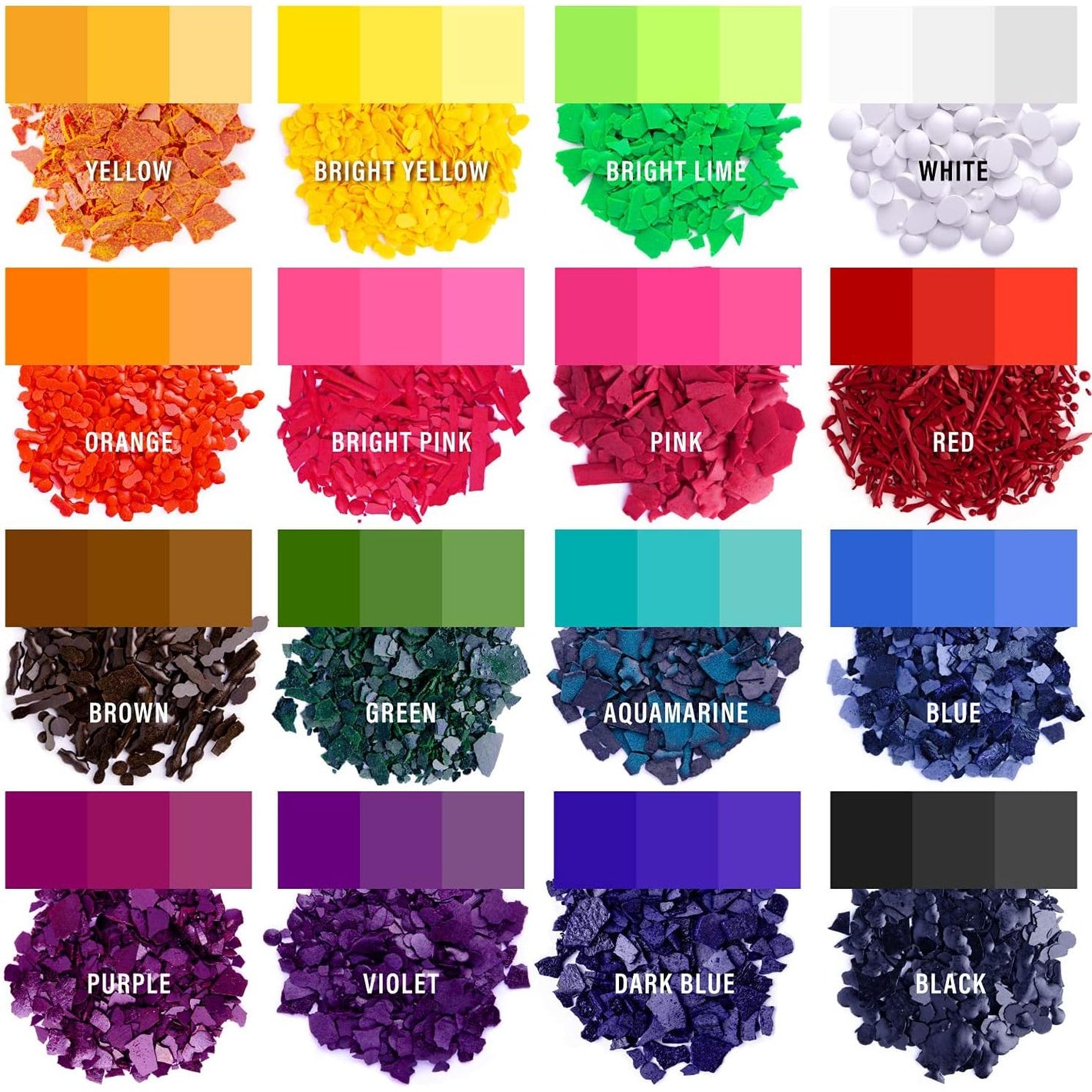 Candle Wax Dye for Soy Candle Making - 16 Popular Candle Dye Coloring Chips - Premium Candle Wax Coloring - Highly Concentrated Candle Chips Colors