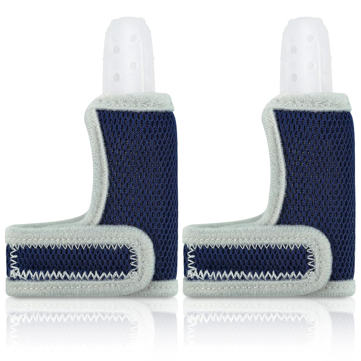 2 Pieces Silicone Toddler Baby Finger Guard with Breathable Wrist Band Thumb Kit to Prevent Children from Sucking Fingers (Blue)