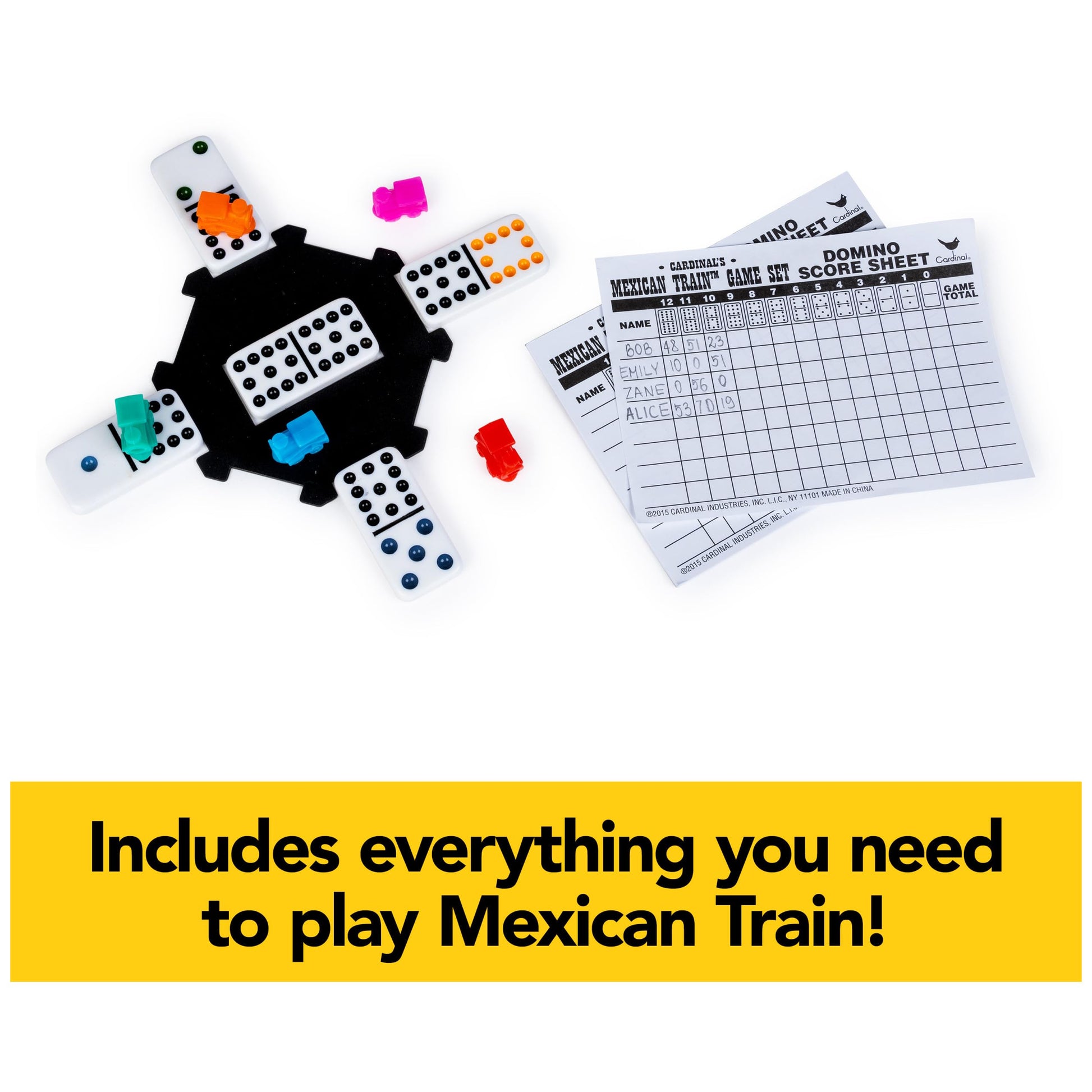 Buy now Spin Master Games, Mexican Train Dominoes Set in Aluminum Carry Case, Includes Colorful Trains for Fun-Filled Family Game Night, for Kids & Family, 2-8 Players, for Ages 8 & Up at indiglob india
