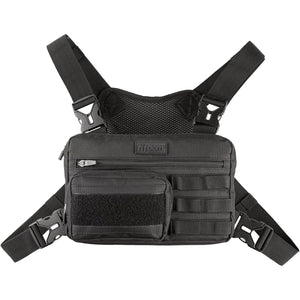 Fitdom Tactical Inspired Sports Utility Chest Pack. Chest Bag For Men With Built-In Phone Holder. This EDC Rig Pouch Vest is Perfect For Workouts, Cycling & Hiking