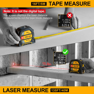 Buy now PREXISO 2-in-1 Laser Tape Measure, 135Ft Rechargeable Measurement Tool & 16Ft Measuring Movable Magnetic Hook - Pythagorean, Area, Volume, Ft/Ft+in/in/M Unit NOT Digital at indiglob india