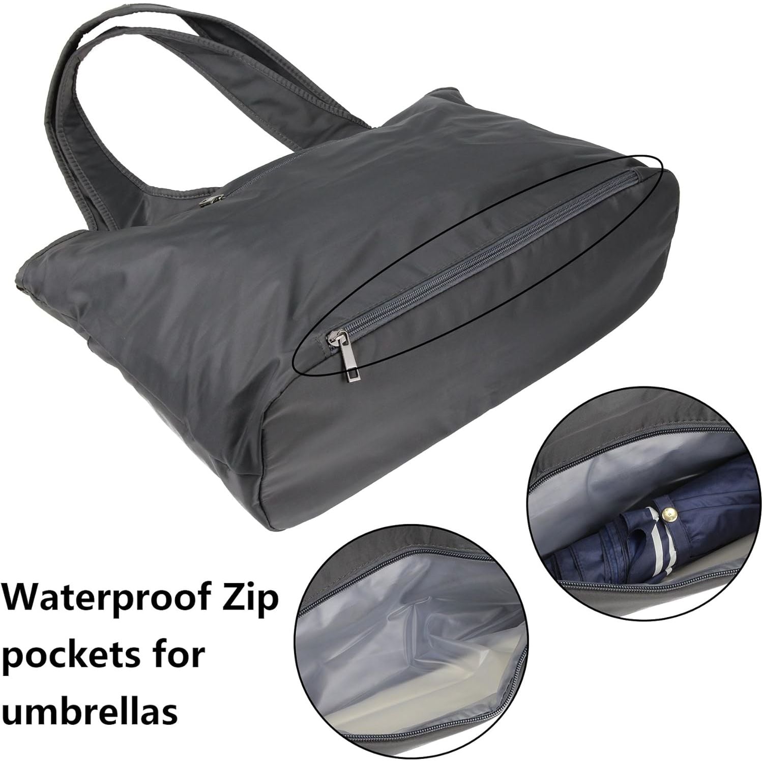 Buy now ZOOEASS Women Fashion Large Tote Shoulder Handbag Waterproof Tote Bag Multi-function Nylon Travel Shoulder(Grey) at indiglob india
