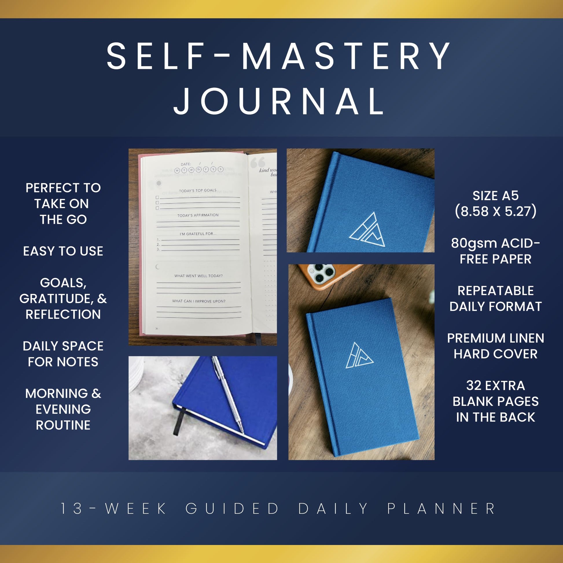 Buy now Self-Mastery Journal for Men - Gratitude Journals – 5 Minute Journal - Reflection Manifestation Journals for Mindfulness – Self Care Journal – Goal / Guided Gratitude Journal for Women & Men at indiglob india