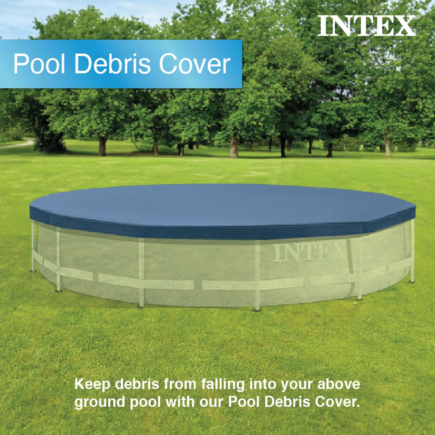 Buy now INTEX 28031E Pool Cover: For 12ft Round Metal Frame Pools – Includes Rope Tie – Drain Holes – 10in Overhang – Snug Fit at indiglob india
