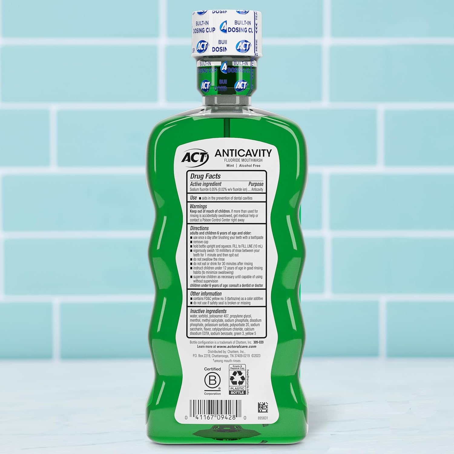 Buy now ACT Anticavity Zero Alcohol Fluoride Mouthwash 18 fl. oz., With Accurate Dosing Cup, Mint at indiglob india
